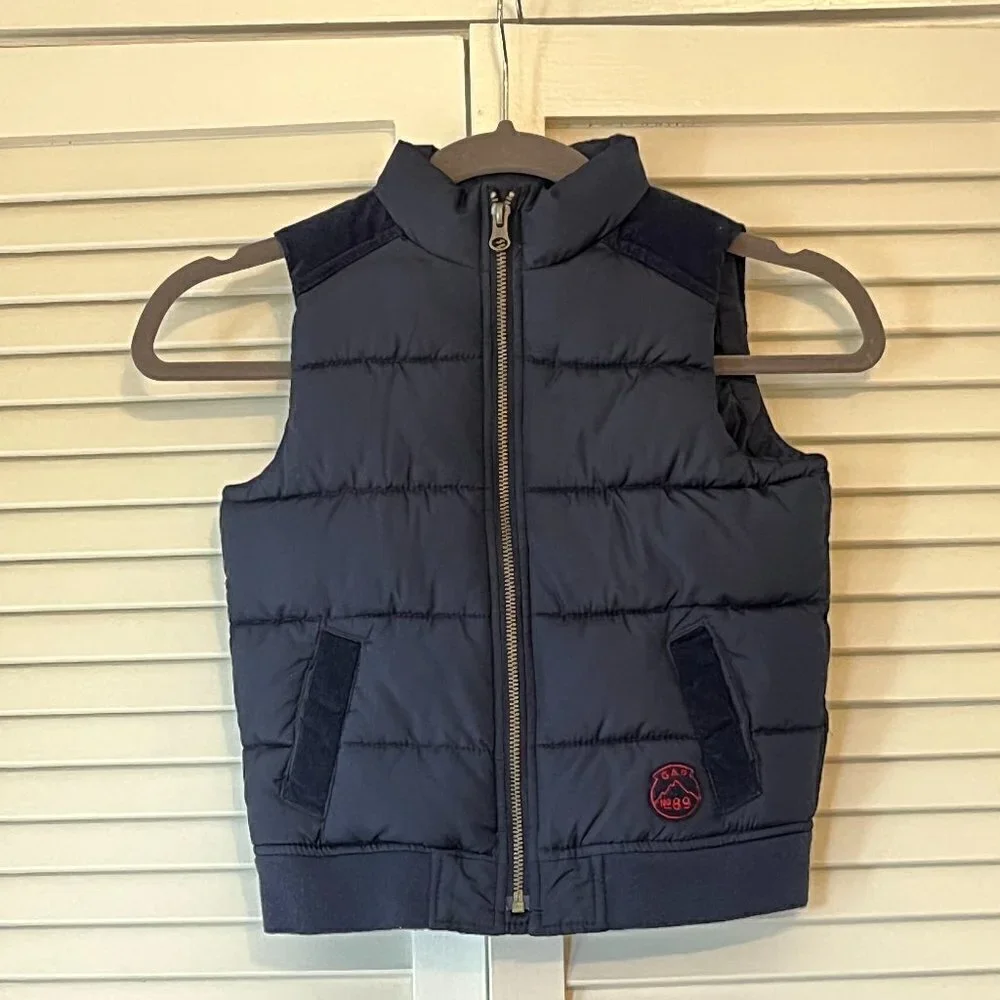 GAP kids puffer vest navy corduroy full zip 5 boy